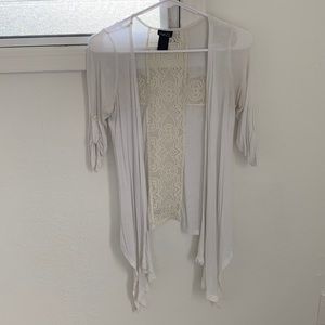 Rue 21 White shall with lace cross